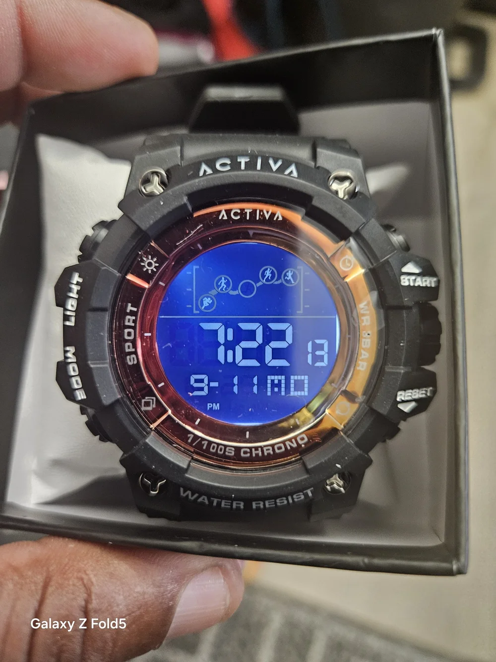 Activa Black and Orange Accent Digital Sport Watch